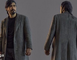 کاراکتر مرد ایستاده با پالتو در حال نگاه کردن