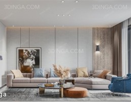 صحنه داخلی اتاق نشیمن سبک مدرن