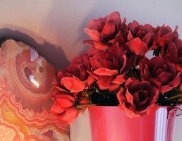 شمع + گلدان گل رز