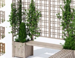 نیمکت چوبی + گیاهان پیچک
