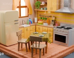 آشپزخانه ایزومتریک به سبک Lowpoly