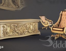 صندلی راحتی + میز کار کلاسیک
