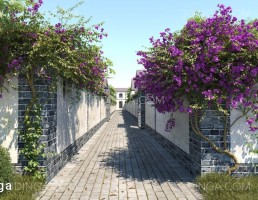 صحنه باغی با درختان مو
