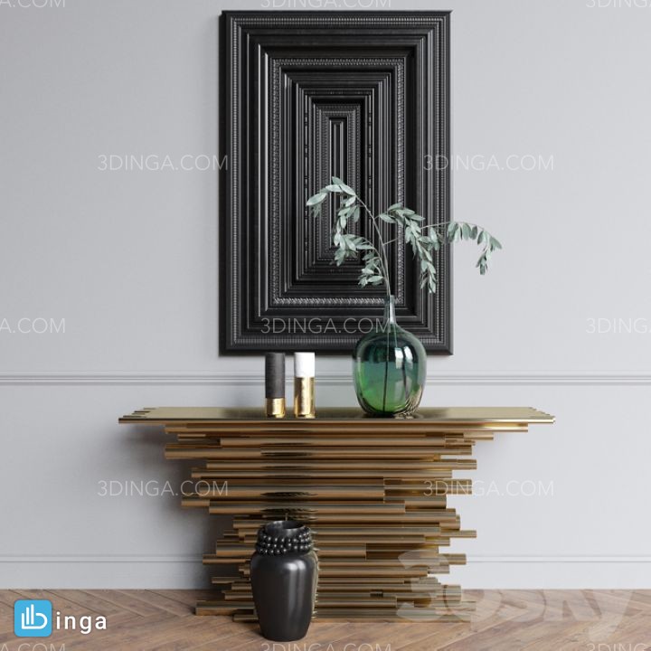 میز کنسول + ست دکوراسیون تزئینی