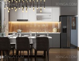 صحنه داخلی آشپزخانه برای اسکچاپ