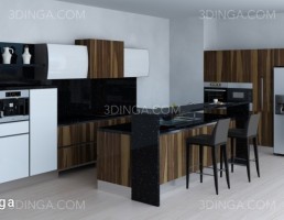 مدل سه بعدی کابینت آشپزخانه