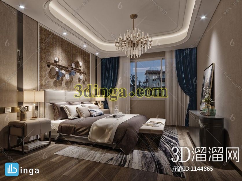 صحنه داخلی اتاق خواب مدرن