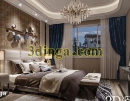 صحنه داخلی اتاق خواب مدرن