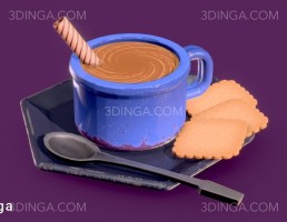 فنجان نوشیدنی با بیسکویت