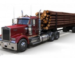 ماشین کامیون Kenworth با بار چوب
