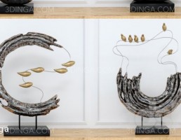 مجسمه رزین انتزاعی با پرندگان