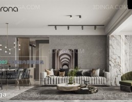 صحنه داخلی اتاق نشیمن سبک مدرن