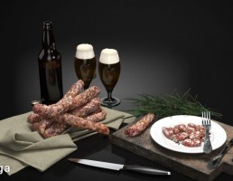 بطری نوشیدنی + ژامبون گوشت