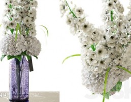 دسته گل ادریسی در گلدان شیشه ای
