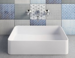 روشویی حمام + میکسر + کاشی