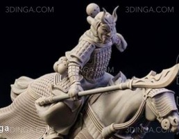 مجسمه مرد مهاجم سوار بر اسب برای چاپ سه بعدی