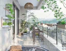صحنه بالکن باغ سبک مدرن