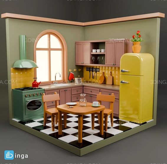 آشپزخانه ایزومتریک دنج