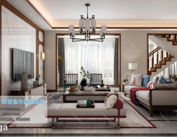صحنه داخلی اتاق نشیمن سبک چینی