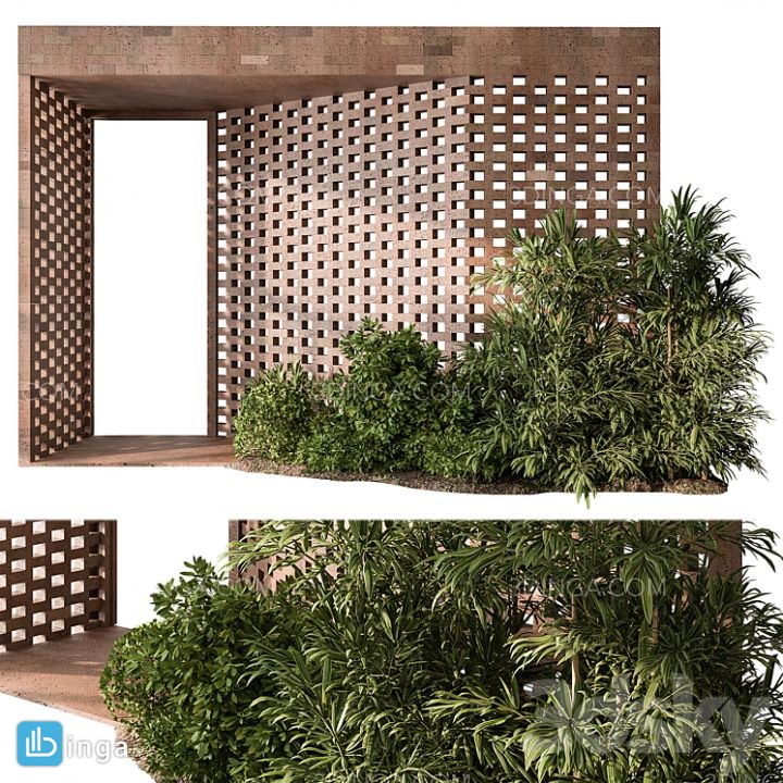 دیوار آجری ورودی با گیاهان
