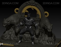 کاراکتر پلنگ سیاه بر تخت برای چاپ سه بعدی