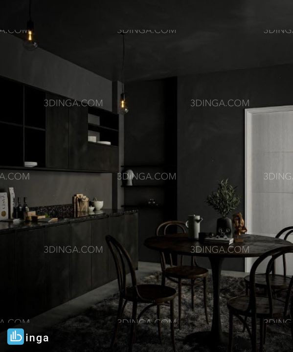 صحنه داخلی آشپزخانه برای اسکچاپ