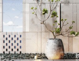 مدل سه بعدی گلدان +گل