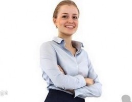 کاراکتر زن ایستاده در حال خندیدن
