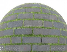 تکسچر سنگ فرش خاکستری با چمن