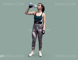 کاراکتر دختر ورزشکار در حال نوشیدن