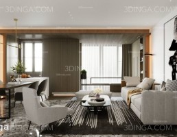 صحنه داخلی اتاق نشیمن سبک مدرن