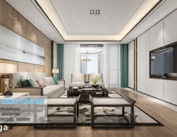 صحنه داخلی اتاق نشیمن سبک چینی