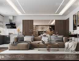 صحنه داخلی اتاق نشیمن سبک مدرن