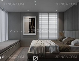 صحنه داخلی اتاق خواب سبک مدرن
