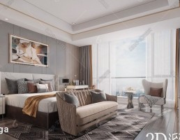 صحنه داخلی اتاق خواب مدرن