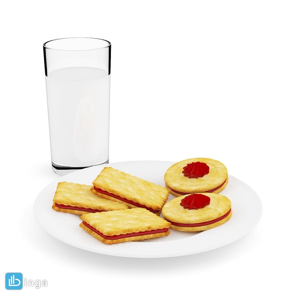 لیوان شیر + بشقاب شیرینی