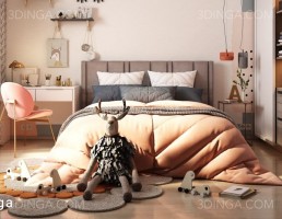 صحنه داخلی اتاق خواب کودک سبک مدرن
