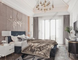 صحنه داخلی اتاق خواب مدرن