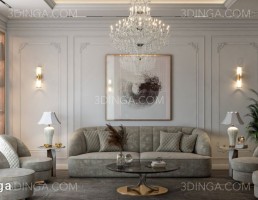 صحنه داخلی اتاق نشیمن برای اسکچاپ
