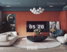 صحنه داخلی اتاق نشیمن برای اسکچاپ