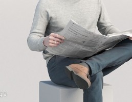 کاراکتر مرد در حال خواندن روزنامه