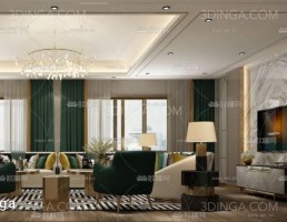 صحنه داخلی اتاق پذیرایی سبک مدرن