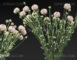 دسته گل رز درختچه ای بژ کوچک + گلدان شیشه ای