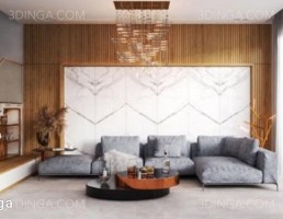 صحنه داخلی اتاق نشیمن _ آشپزخانه برای اسکچاپ