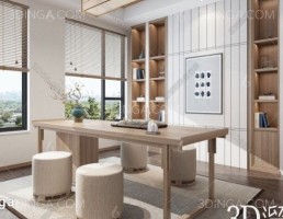 صحنه داخلی اتاق چای سبک چینی
