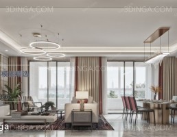 صحنه داخلی اتاق نشیمن سبک مدرن