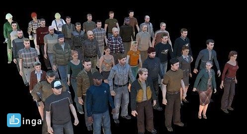 مجموعه کاراکترهای مختلف زن و مرد-low poly