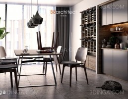 صحنه داخلی آشپزخانه برای اسکچاپ
