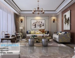 صحنه داخلی اتاق نشیمن سبک چینی