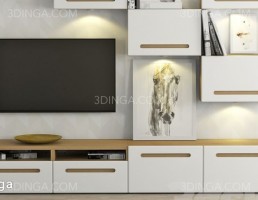 تلویزیون + مجموعه دیواری تزیینی